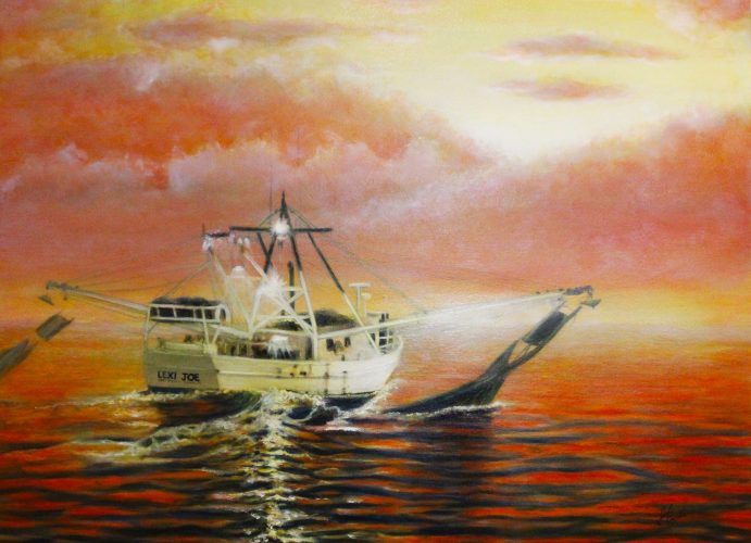 Julie Griffin- Red Skies at Night Sailors Delight, Oil